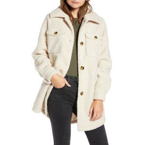 Something Navy Berber Faux Fur Shirt Jacket